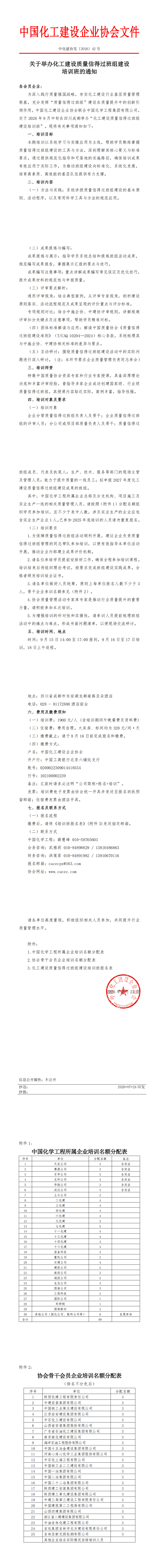 中化建协发〔2026〕42号 关于举办化工建设质量信得过班组建设培训班的通知_00.png